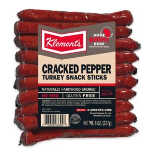 Klement's brand page
		8 oz Cracked Pepper Turkey Sticks