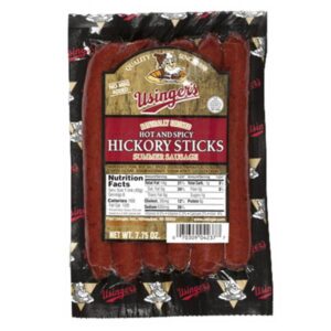 Usinger's brand page
		7.75 oz Hot and Spicy Summer Sausage Hickory Sticks