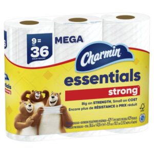 Charmin
				9-Pack Essentials Strong Toilet Paper Mega Rolls
