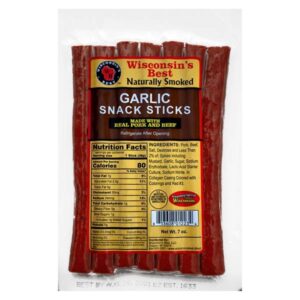 Wisconsin's Best brand page
		7 oz Garlic Snack Stick Pack