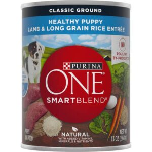 Purina One
				13 oz Classic Ground Lamb and Long Frain Rice Entree Puppy Food