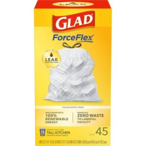 Glad
				45-Count 13 Gallon Tall Kitchen Drawstring Trash Bags