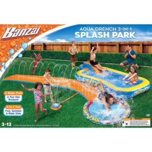 Banzai
				Aqua Drench Splash Park 3-in-1 Sprinkler, Pool and Curved Slide