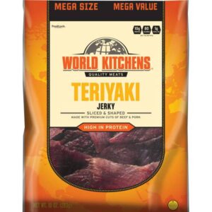 World Kitchens brand page
		Teriyaki Sliced & Shaped Beef Jerky
