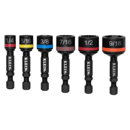 Klein Tools 32926S Magnetic Power Nut Setters, 2-Inch Shaft, 6-Piece SAE