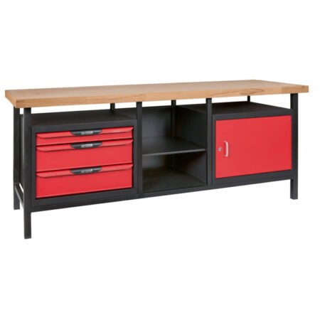 Etabli professionnel d'atelier 1 porte et 3 tiroirs, L.2m  - KS TOOLS - 865.0210