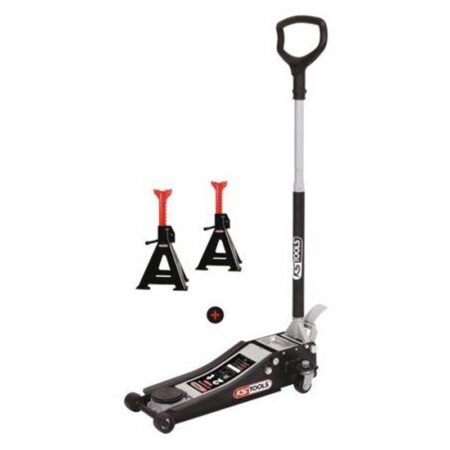 Lot d'un cric extra-bas acier ULTIMATE 2t + Chandelles 2t  - KS TOOLS - 161.0367-A2