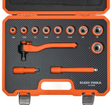 Klein Tools 47110INS Insulated Ratchet and Socket Set, 12-Piece