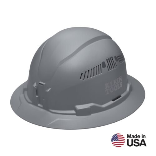 Klein Tools 60864BR Hard Hat, Vented, Full Brim Style, Gray