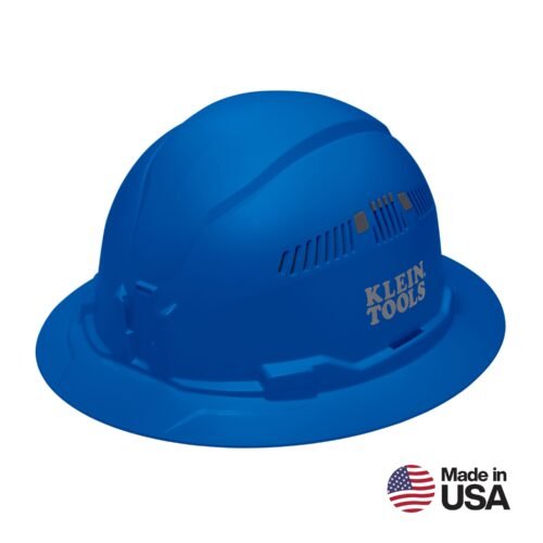 Klein Tools 60871BR Hard Hat, Vented, Full Brim Style, Blue
