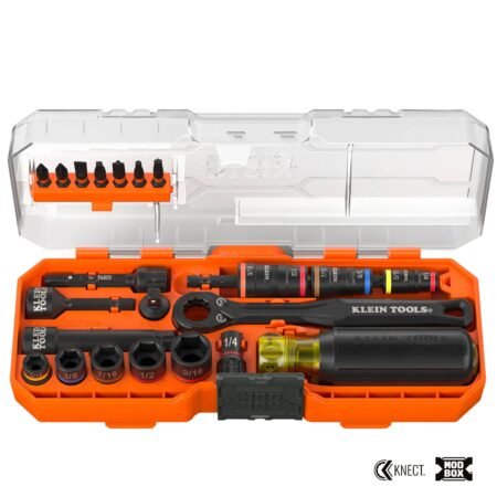 Klein Tools 65301KNECT KNECT Pass-Through and Flip Socket Starter Set, SAE, 23-Piece