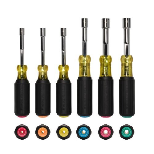 Klein Tools 65456M Metric Color-Coded Hollow-Shaft Heavy-Duty Nut Driver Set, 6 Pc.