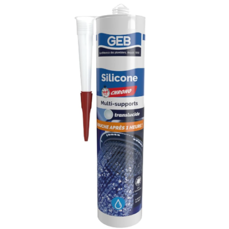 Mastic silicone 60 mn chrono - GEB - 890781 - Transparent - Cartouche 280 ml