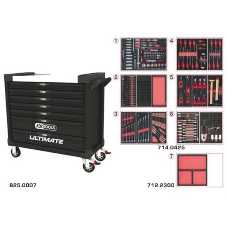 Servante ULTIMATE XL 7 tiroirs équipée de 428 outils  - KS TOOLS - 825.7427
