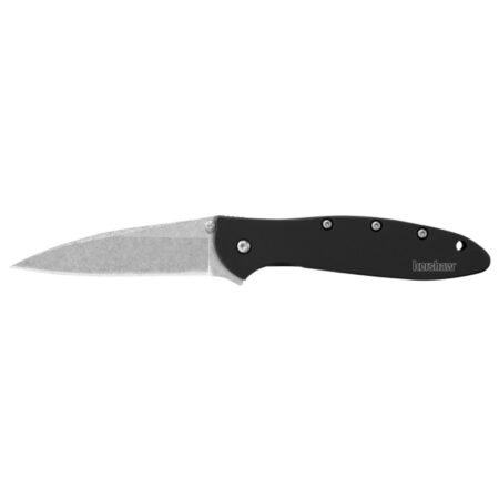 Kershaw 1660SWBLK Leek - Black, Stonewash