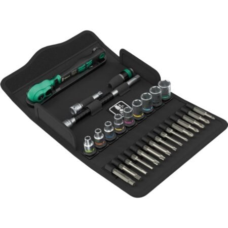 Wera 05005541001 8100 Sa 14 Zyklop Comfort Ratchet Set, Reversing Lever, 1/4" Drive, Metric, 28 Pieces