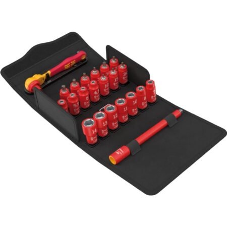 Wera 05004967001 8100 Sa Vde 1 Zyklop Ratchet Set, Insulated, Reversing Lever, 1/4" Drive, Metric, 22 Pieces