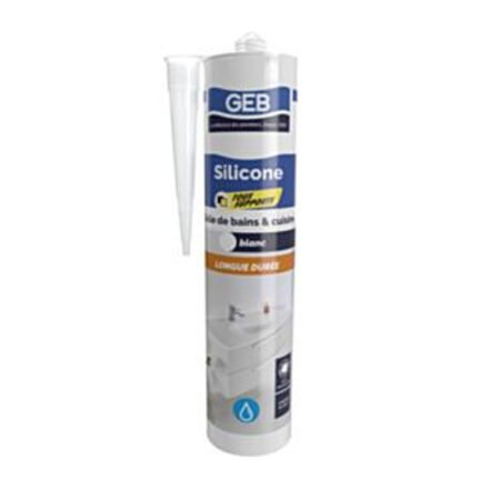 Silicone tous supports - GEB - 590501 - Blanc - Cartouche 280 ml