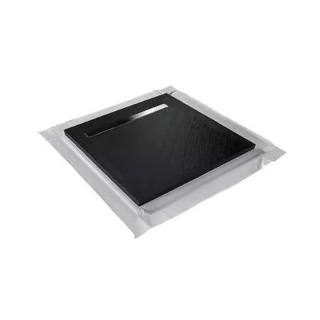 Receveur pierre naturelle ardoise claire MARMOX grille caniveau acier excentrée