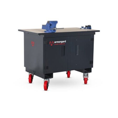Mobile TuffBench avec plateau en bois massif, un étau à chaîne, un étau d'atelier - Armorgard - MBH12-VF