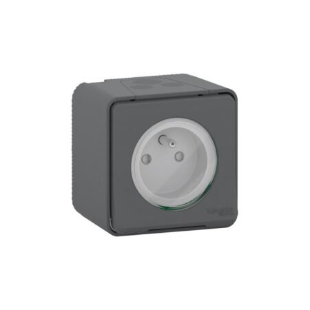 Prise de courant double avec cache en saillie SCHNEIDER Mureva MUR36028 - 2x 2P+T - IP55 - anthracite